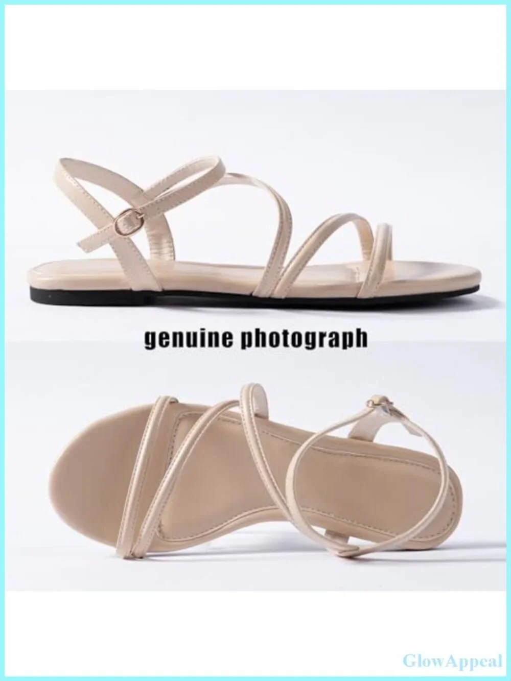 Strappy Flat Sandals for Women Faux Leather Gladiator Summer Ankle Strap Comfort
